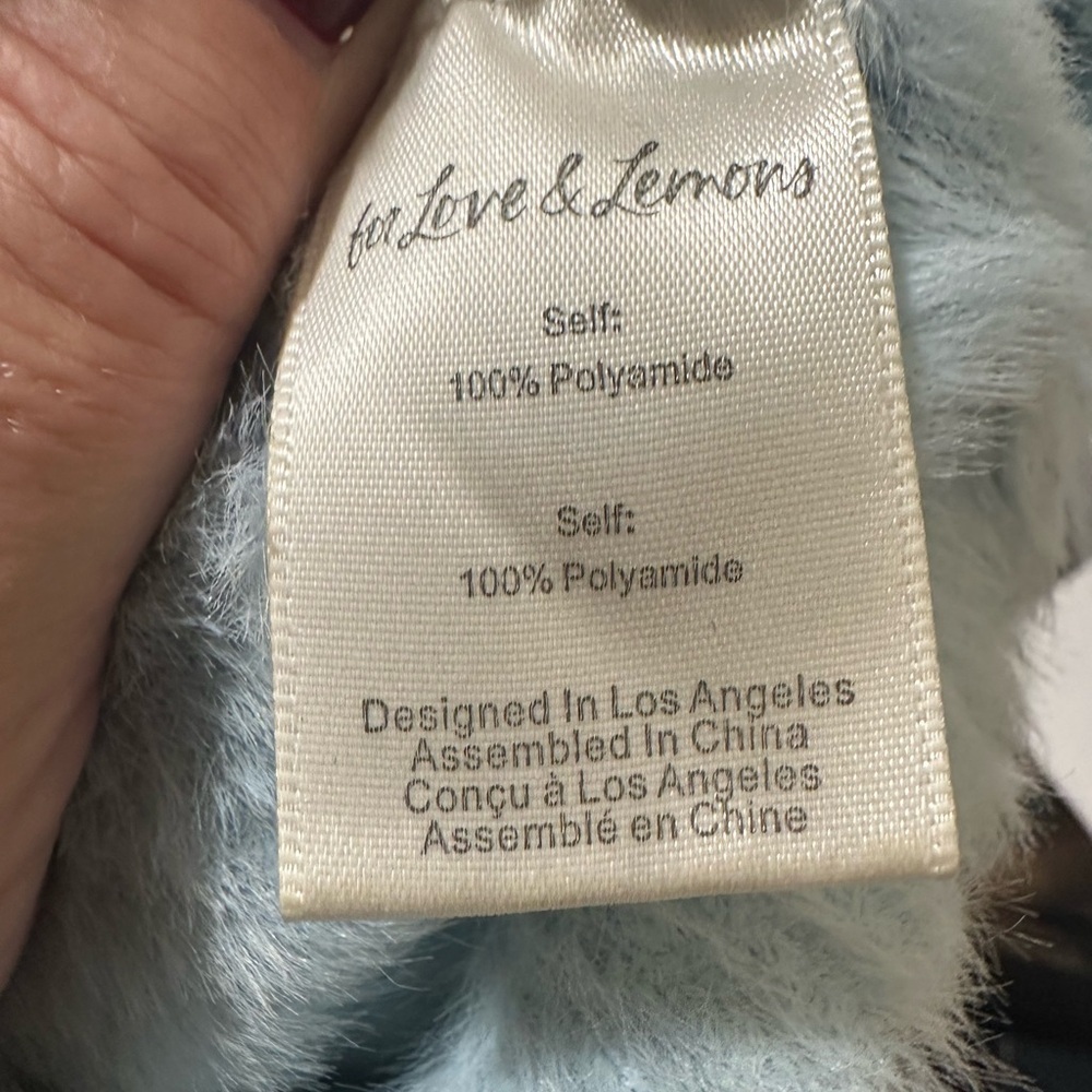 For Love And Lemons Devon cropped blue Fuzzy Cardigan - Picture 6 of 6